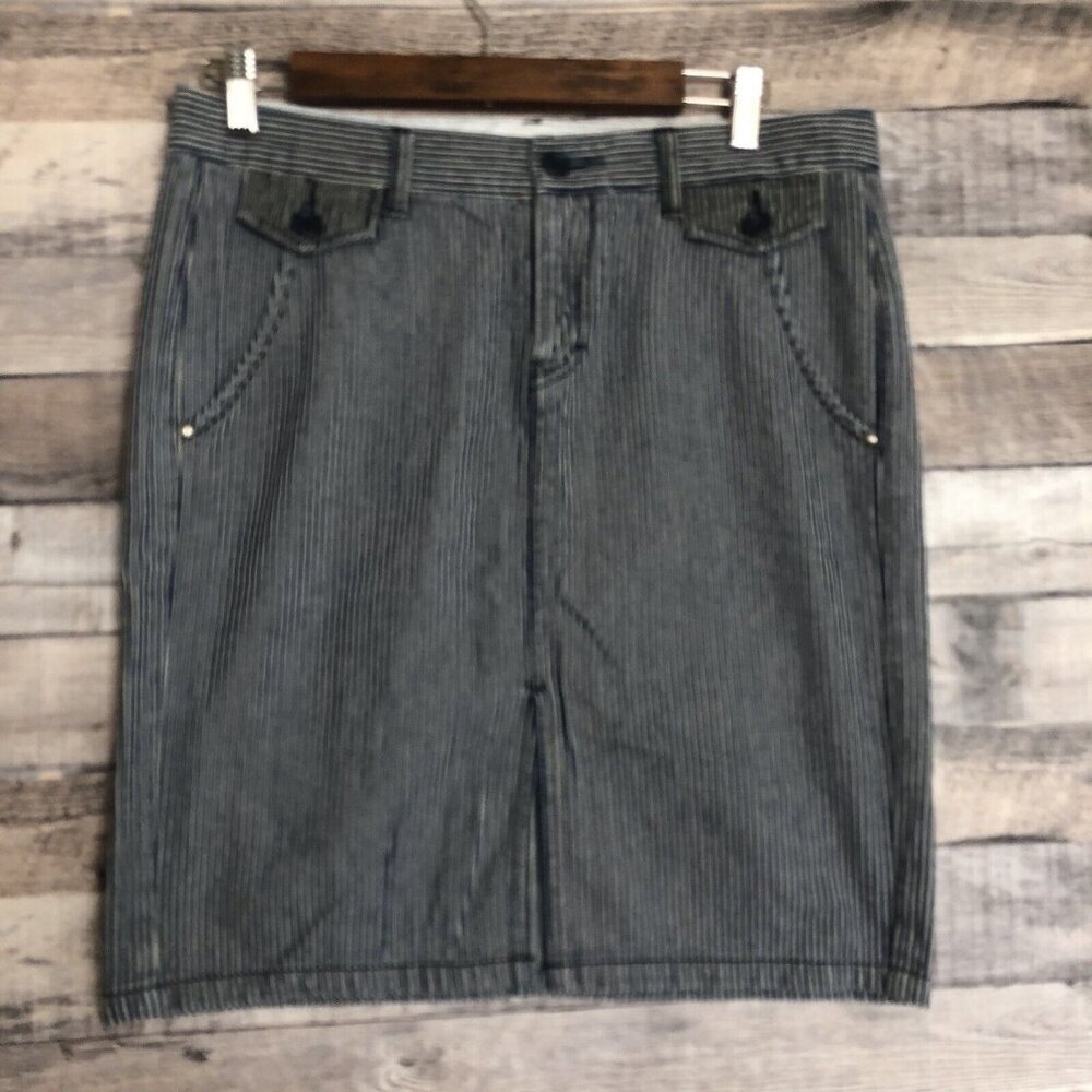 Tommy Hilfiger Blue White Striped Skirt Sz 8 Seersucker Skirt